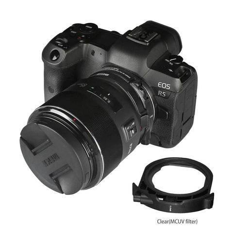 EF To EOS R Drop In Variable ND Filter Adapter With Auto Focus And UV Filter 1.5 To 9 Stop ND Range Supports Canon EF EFS Lenses On EOS R Series Cameras Including R5 R6 RP R7 R10 And C70 attached to camera