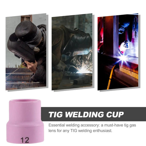 Premium Pink Ceramic Tig Welding Nozzle Cups Two Pack, heat resistant gas lens with large diameter for pro welders.