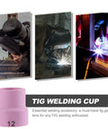 Sickly Durable Ceramic Tig Welding Torch Cups With Easy Clean Pink Nozzle Sets For Guns on display with TIG welding action.