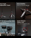 Carbon Fiber Camera Monopod featuring smooth one button height adjustment and collapsible legs for stability in outdoor shoots.
