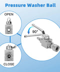 2-pack stainless steel pressure washer ball valve kit with 3/8 in quick disconnect, installed view