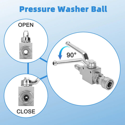2-pack stainless steel pressure washer ball valve kit with 3/8 in quick disconnect, installed view