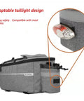 Waterproof Insulated Bike Rack Bag With 8 Liter Capacity For Bicycle Trunk Storage showcasing adaptable taillight design for safety.