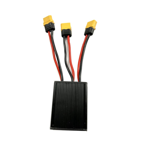 Dual Battery Discharge Converter for 36V 48V 500W E-Bike, Twin Battery Pack Switch Balancer with three connectors and cables.