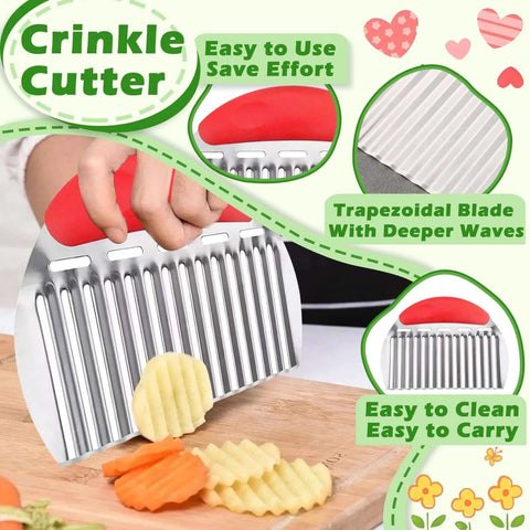 Suuker Large Crinkle Cutter with red handle; stainless steel veggie and fry slicer