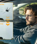 Man driving car with repaired windshield crack using Chip And Crack Repair Kit For Windshields And Screens 2 Pack Quick DIY Fix