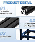4 Pack 3030 T Slot Aluminum Extrusion 500mm European Standard Anodized Linear Rail Profile For 3D Printer Parts CNC DIY Projects Black Built Tough Lightweight And Ready For Quick Smooth Mess Free Assembly, black T-slot profile close-up