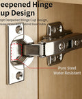 2 Pack Detachable Stainless Steel Full Overlay Cabinet Hinges With Hydraulic Soft Close Damper installed in wooden cabinet