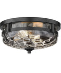 2 Light Farmhouse Flush Mount Ceiling Light Black With Hammered Glass Industrial Close To Ceiling Fixture
