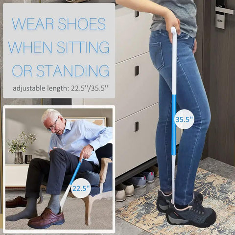 All-In-One Hip Replacement Recovery Kit For Seniors With 7 In 1 Assistive Tools Including Prime-Grabber Reacher, Sock Aid, 2-In-1 Shoehorn Dressing Stick, Leg Lifter, Back Scratcher, Bath Loofah, 35.5-inch shoehorn dressing stick