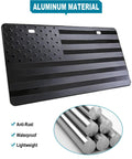 USA Flag Front Bumper License Plate With Black Aluminum Tag Frame Cover, 3D Embossed Stars And Stripes, Waterproof Rustproof Metal