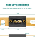 Top Shelf Anl Fuse 6 Pack 250 Amp Gold Plated Circuit Protection For Cars Boats Trucks And Motorcycles 12V 24V dimensions 3.2x0.9 inches