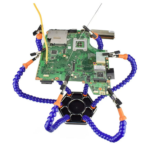 Six Flexible Arm Soldering Clamp Handy Third Hand Tool holding PCB for precision soldering tasks