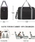 Underseat Personal Item Duffel Bag 18x14x8 Foldable Carry On For Air Travel 25L With Wet Pocket Waterproof Under Seat Diagram