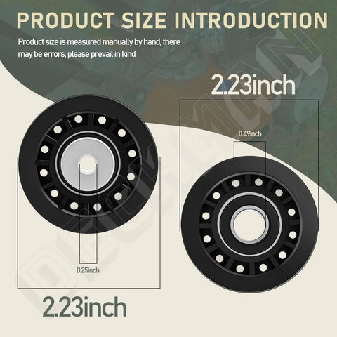 Heavy Duty Pulleys And Belt Kit For AWD Lawn Tractors, Includes 2 Pulleys And 1 Belt, detailed size dimensions shown