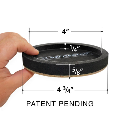Heavy Duty Felt Furniture Sliders For Hardwood Floors Premium Floor Savers 4.75 inch anti-slip moving pads with dimensions.
