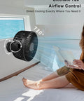 Portable Magnetic Cruise Fan With 12000mAh Battery Three Speed Settings Led Lantern And Digital Timer in use, providing cooling airflow in a cabin.