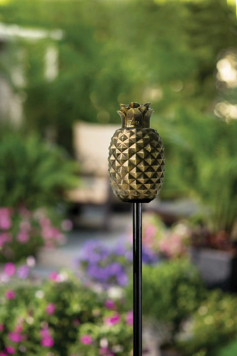 65 Inch Glass Pineapple Outdoor Torch With Copper Finish, Mosquito Repellent Torch For Yard And Garden, Integrated Snuffer