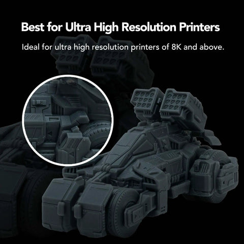 Top Shelf Graphite 3D Printing Resin Designed For 9K And 12K Ultra High Resolution Printers 405 Nm Uv Curing Photopolymer With Minimal Shrinkage Super Crisp Details And Butter Smooth Surface Finish In One Kilogram Pack