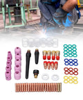 Premium TIG Welding Torch Kit With Gas Lens Type 10 Glass Ceramic Cup And Copper Accessories designed for WP17 WP18 WP26 with assorted parts