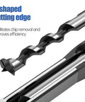 U-shaped cutting edge of Heavy Duty Seven Piece Square Hole Drill Bit Set Forged From Heat Treated Hss Steel for efficient chip removal.