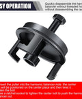 Heavy Duty Harmonic Balancer Puller Kit For Crank Pulley Removal With A Zero Hassle Clip Grip view from above, showing carbon steel construction.