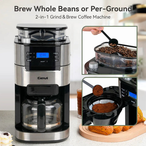 Electric Coffee Grinder With 35 Grind Settings For Espresso, Drip, And French Press, Burr Coffee Grinder For Home Use With Anti Static Design, Easy To Clean, Consistent Grinds, Black