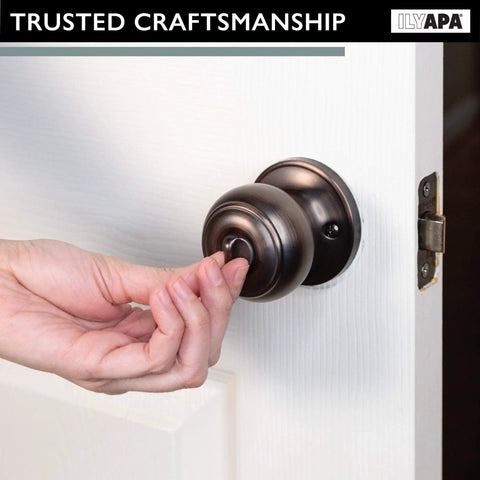Hand locking Privacy Door Knobs For Bedroom And Bathroom Ball Style Oil Rubbed Bronze With Keyless Turn Thumb Lock