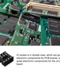 Image of 2.54mm Pitch DIP IC Socket Adapter for PCB Boards on a circuit board with multiple electronic components visible.
