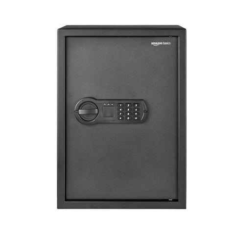 Front view of Steel Home Security Safe With Electronic Keypad Lock For Docs And Valuables, 1.8 Cubic Feet, Black, Heavy Duty Steel Safe Box