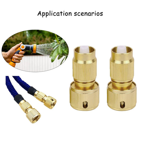 Durable Aluminum Hose Connectors Fix Leaks Fast. Expandable Water Fitting Repair Kit For Garden Faucets And Car Washing. Two Piece Set Saves Money On New Hoses. Perfect Upgrade For Outdoor Plumbing Jobs. brass hose connector pair, 2.46 in, for garden spray nozzle