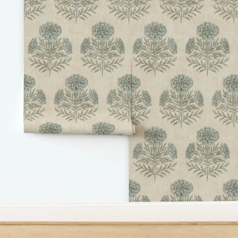 Fresh Blue Floral Removable Wallpaper Featuring A No Sweat Pre Pasted Formula, 2ft x 9ft, soft paper base, for renter-friendly decor.