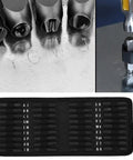 Close-up view of 36Pcs Number Letter Punch Stamp Set For Metal Stamping 5mm Character Size Durable Steel Alphabet Kit in use