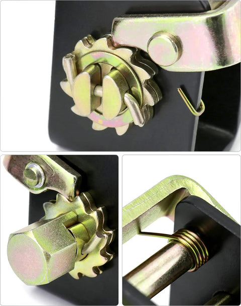 Heavy Duty Lashing Winch Set For Trucks 2 Pack Left Right Fits 2 Inch Webbing Steel bolt-on winch close-up