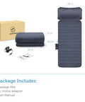 Full Body Massage Mat With Movable Neck Pillow Ten Vibrating Motors And Four Heating Pads From Neck To Feet For Deep Back And Leg Massage Perfect Home Spa Gift For Mom This Mother's Day, shown with packaging and accessories