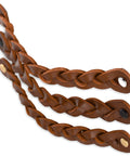 Braided Leather Drawer Pulls In Cognac Finish, 2 Pack, Measures 7-7/8 Inches Long By 1 Inch Wide displayed on white background