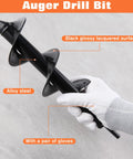 Person holding Heavy Duty Garden Auger Drill Bit Three Inch By Twelve Inch For Planting Bulb Planter Tool With Three Eighths Inch Hex Drive