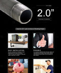 Industrial 2 Inch Galvanized Pipe Set 24 Inch Length Five Pack For DIY Rustic Furniture And Shelving Projects Durable Steel Pipes