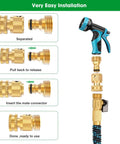 Solid Brass Garden Hose Quick Connectors 3/4 Inch Thread Fittings No Leak Male and Female Hose Connectors Set 6 pack installation guide