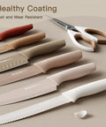 Workhorse 13 Piece Kitchen Knife Set With Anti Rust Coating Keeps Blades Sharp Dishwasher Safe Stainless Steel displayed with shears