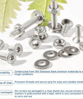 Ultimate M3 Countersunk Socket Cap Screws Set in 304 Stainless Steel, 500pcs with nuts and washers on white background