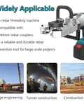 Cordless Rebar Threader Tool Kit With Dual 2000mAh Batteries, 16-40mm clamp, for bridge and tunnel construction