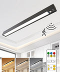 Rechargeable Motion Sensor Ceiling Light With 500 Lumen LED No Fuss Easy Install Full Metal Battery Powered Closet Light 3 Color Temperature Dimmable Remote And Timer Magnetic Cordless Mount For Shower Hallway Garage Pantry Black