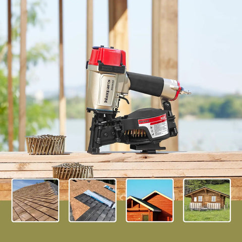 Professional Roofing Nail Gun With 15 Degree Mag for easy handling and fast driving of 7/8 to 1 3/4 inch full head coil nails.