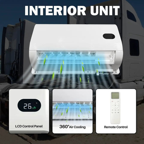 12V Mini Split Air Conditioner With Brushless Motor for Trucks RVs and Vans 9500 BTU DC to AC Cooling interior unit