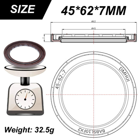 High pressure oil seal for hydraulic pumps 45x62x7mm