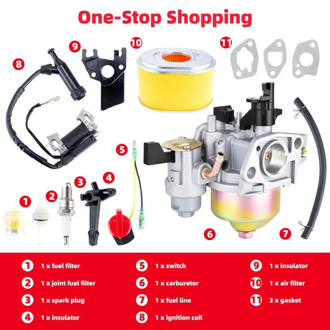 Carburetor And Air Filter Tune Up Kit For Honda GX Series Engines GX120 GX140 GX160 GX168 GX200 5HP 5.5HP 6.5HP With 17210-ZE1-517 Filter