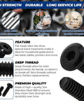 65mm Flat Head Hex Socket Cap Screws 10 Pack Black Coated 304 Stainless Steel M6 6mm Thread 1.0 Pitch shown with close-up description of features and benefits.