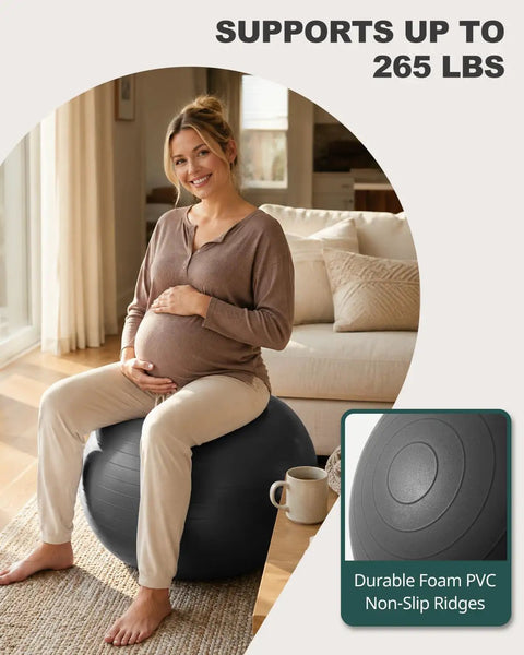 Badass Anti Slip Yoga Ball With Included Quick Pump Super Durable Frosted Grip Shell Designed For Hardcore Gym Sessions Pilates And Pregnancy Support Rock Solid Stability, supporting pregnant woman.
