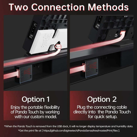 Two connection methods for Panda Sense Temperature Humidity Sensor for 3D Printers Magnetic Mount for Bambu Lab P1S P1P Printers Integrates with Panda Touch